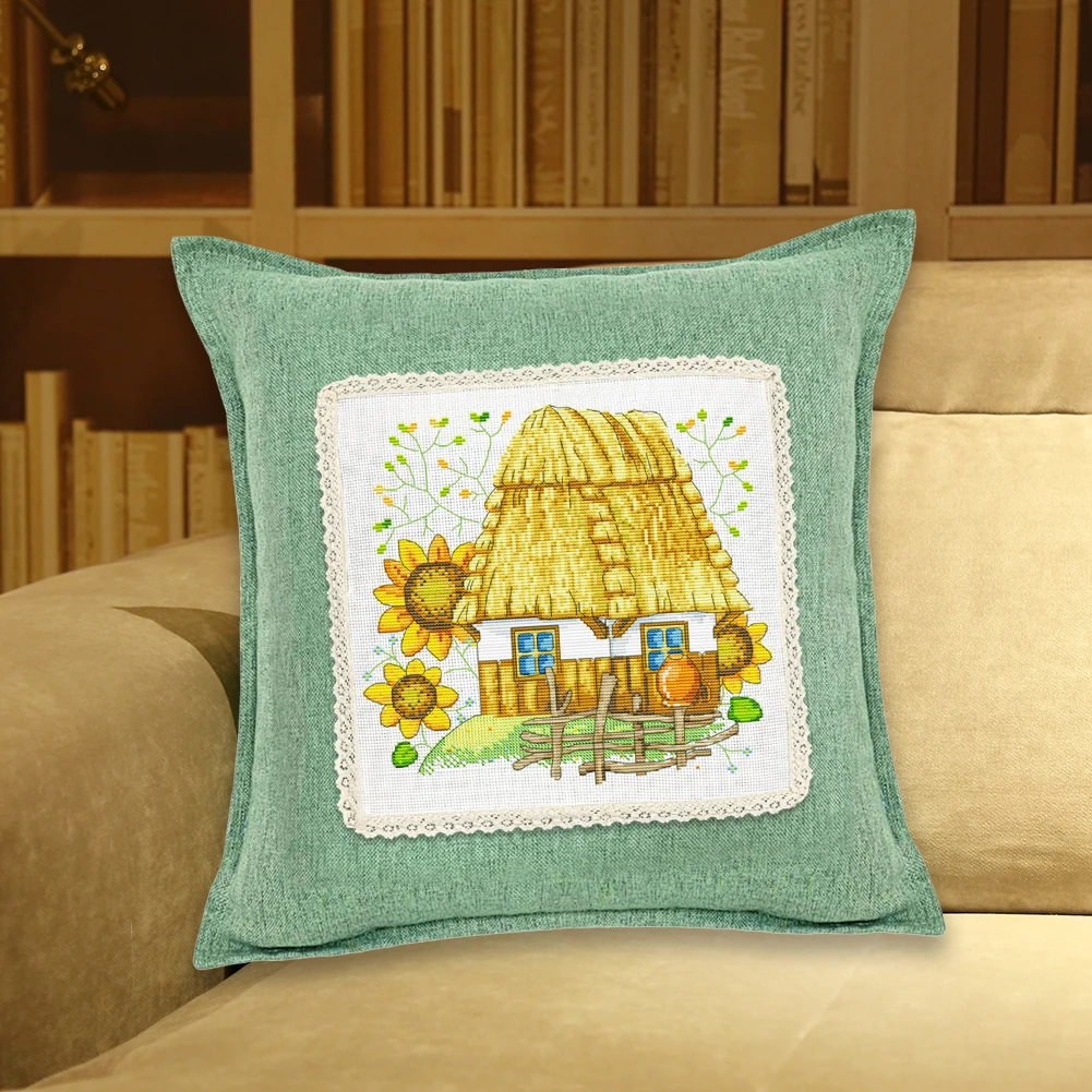 DIY Embroidery Pillow Covers Kit Colorful Threads Cross Stitch Kits fCross Stitch Pillow Sham Cross Stitch Throw Pillowcase