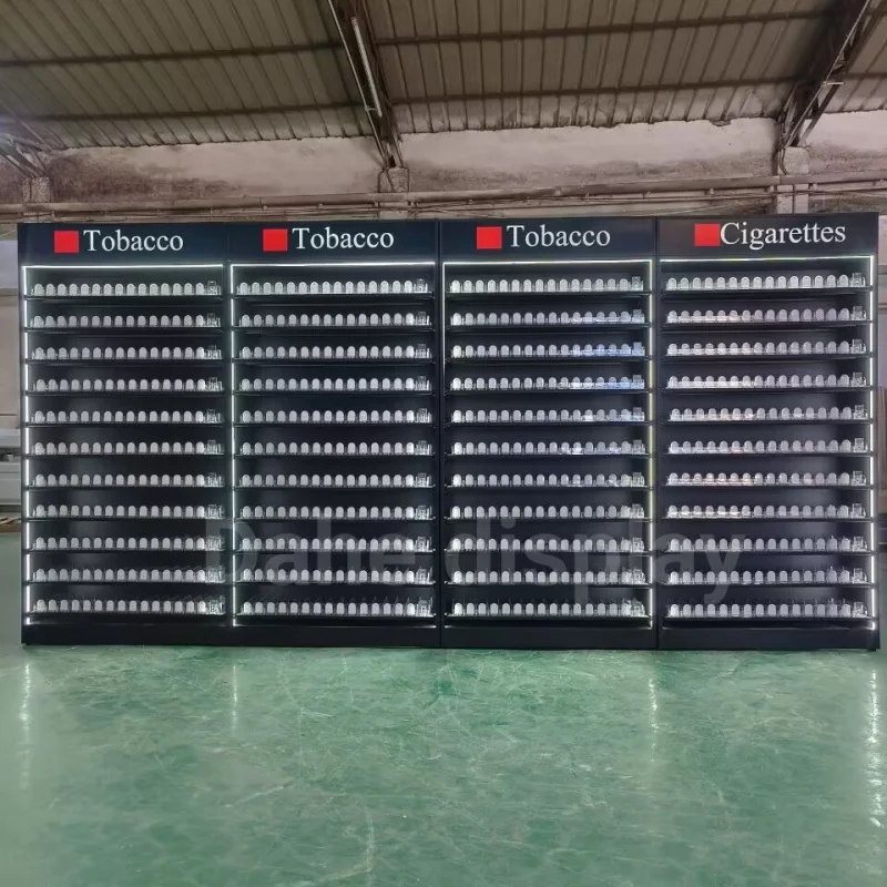 custom.Cabinet Fabrication Design Metal Modern Floor Display Racks Smoke Shop Display Cabinet With Led