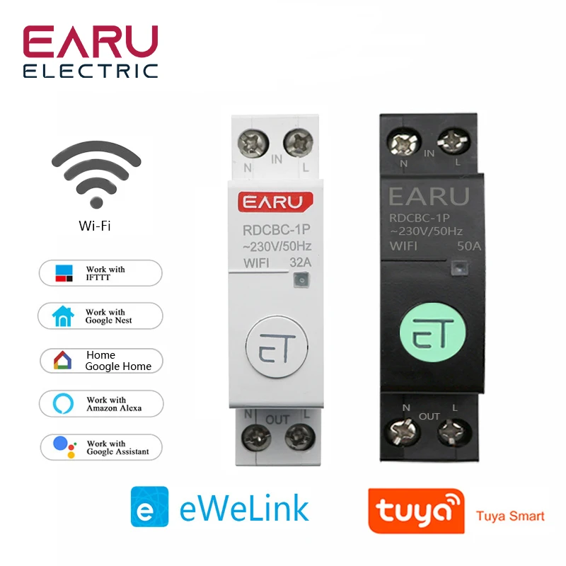 WIFI Circuit Breaker Smart Time Timer Relay Switch Voice Remote Control Tuya eWeLink APP Smart Home for Amazon Alexa Google Home