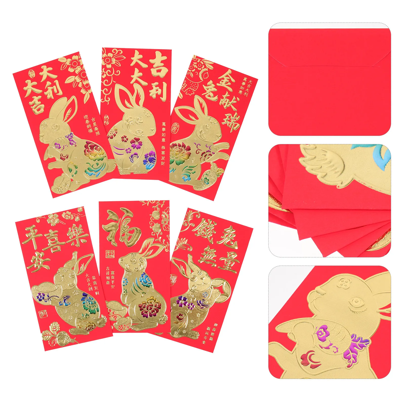 

60Pcs Year of The Rabbit Red Packets 2023 Spring Festival Money Bags Creative Bunny Pattern Paper Red Envelopes for Gifting Luck