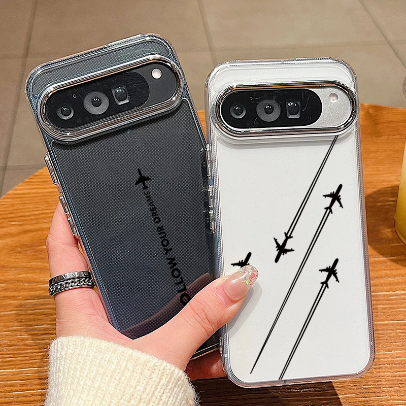 Airplane Line Pattern TPU Phone Case For Google Pixel 10 9 8 7 Pro Pixel 9 10 Pro XL 7A 8A 9A Shockproof Soft Clear Back Cover
