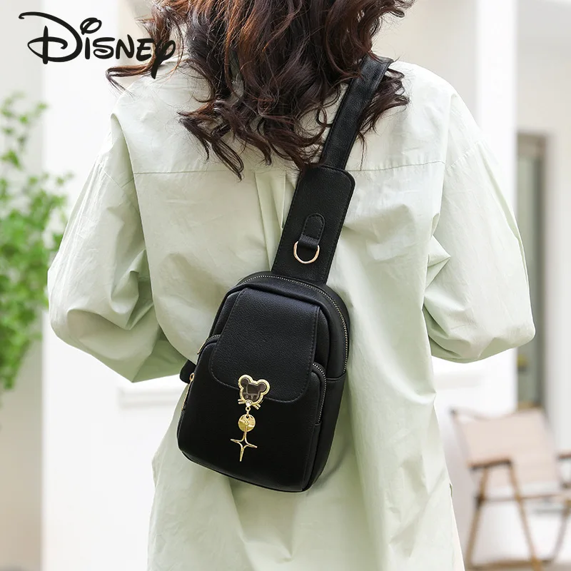 Disney Mickey New Women's Chest Bag Fashion High Quality Women's Crossbody Bag Popular Solid Color Versatile Casual Women's Bag