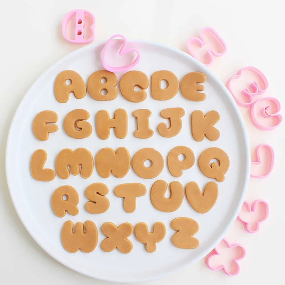 26Pcs English Letters Cookie Cutters DIY Stamp Cookie Mold Baking Accessories For Homemade Baking And Pastry Decoration
