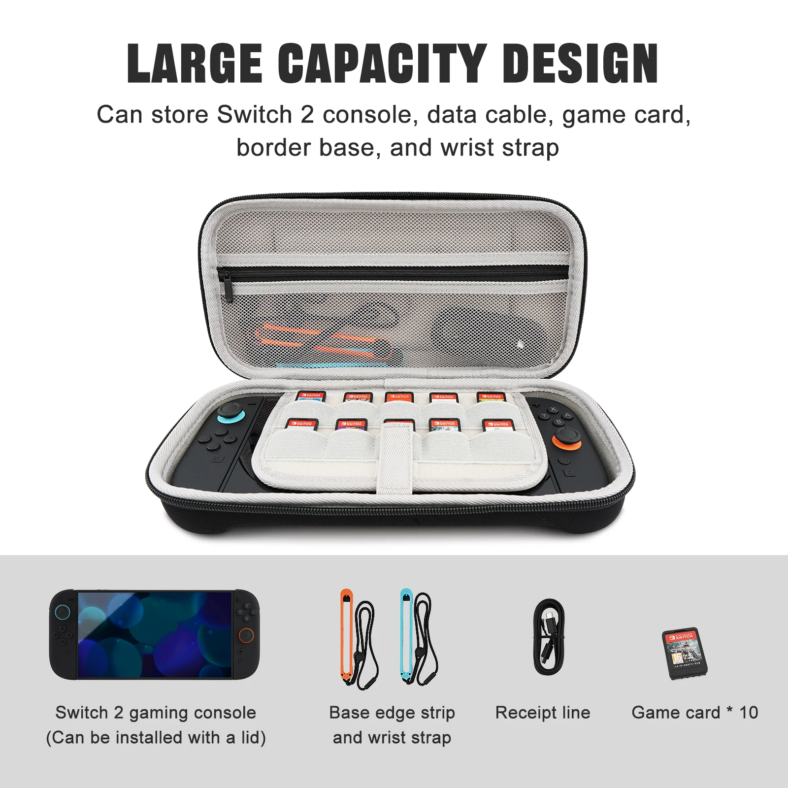 Estuche de transporte portátil de carcasa dura para Switch 2(2025), accesorios para consolas de juegos, bolso anticaída de viaje con ranura para tarjetas de 10 juegos