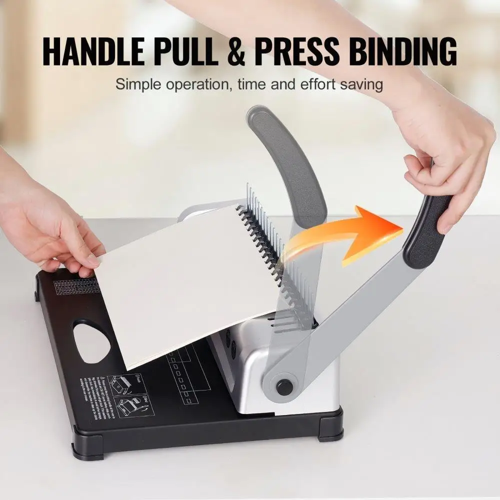 Comb Binding Machine 21 Holes 450 Sheets 100PCS 3/8 Binding Spines for letter A4 A5 Book Binding Machine
