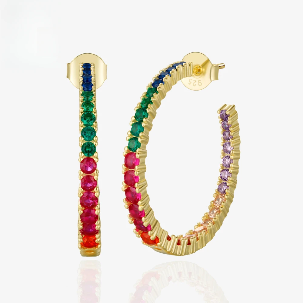 

2023 New Colorful Zircon Diamond Earrings for Women, Fashionable and Personalized, European and American