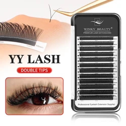 YY Shape Hand Woven Premium Synthetic Mink Eyelashes ,Soft Light Natural Eyelashes Extension Supplies Makeup Mesh Net Cross Lash