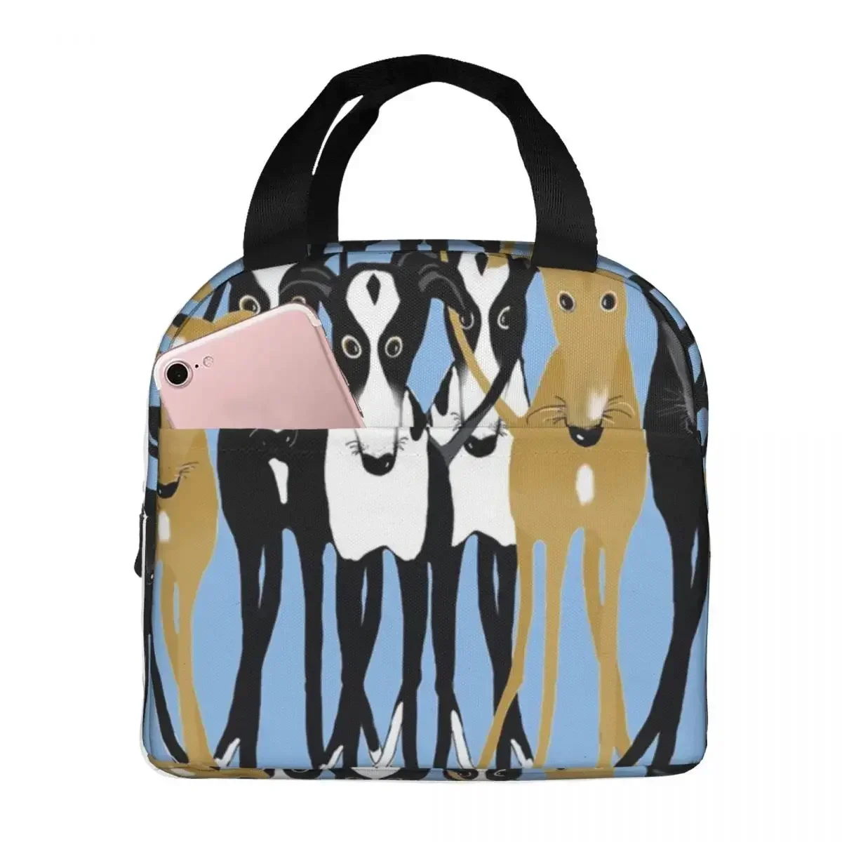 Greyhound Gathering Dogs Lunch Bags Portable Insulated Cooler Italian Sihthound Thermal Food Picnic Travel Lunch Box for Women