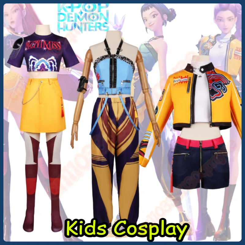 영화 K-Pop 악마 사냥꾼 코스프레 의상 미라 탑 스커트 키즈 세트 할로윈 파티 소품 무대 쇼 액세서리 어린이 선물