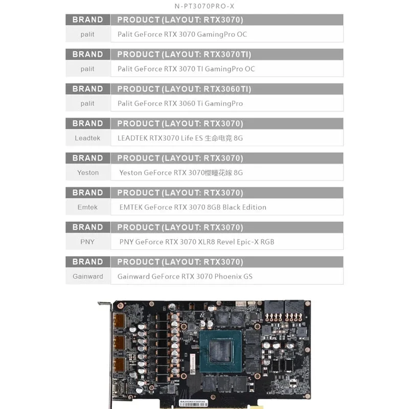 Bykski N-PT3070PRO-X GPU Water Cooling Block for Palit RTX 3070/3070ti/3060Ti Gaming Pro OC Graphic Card / VGA Block GPU Cooler