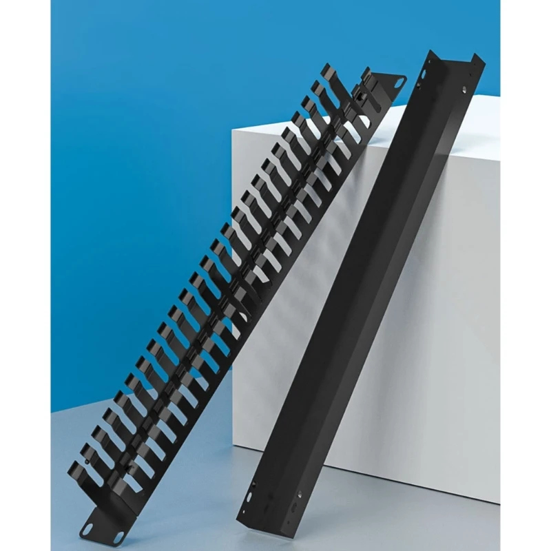 19in 1U Cabinet Rack Pass-through 24 Port CAT6 Patch Panel RJ45 Cable Adapter Keystone Modular Distribution