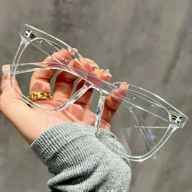 1/3 Pairs of Universal Fashion Glasses Square-framed Glasses Fashionable Campus Style Clear Black Frame Back To School