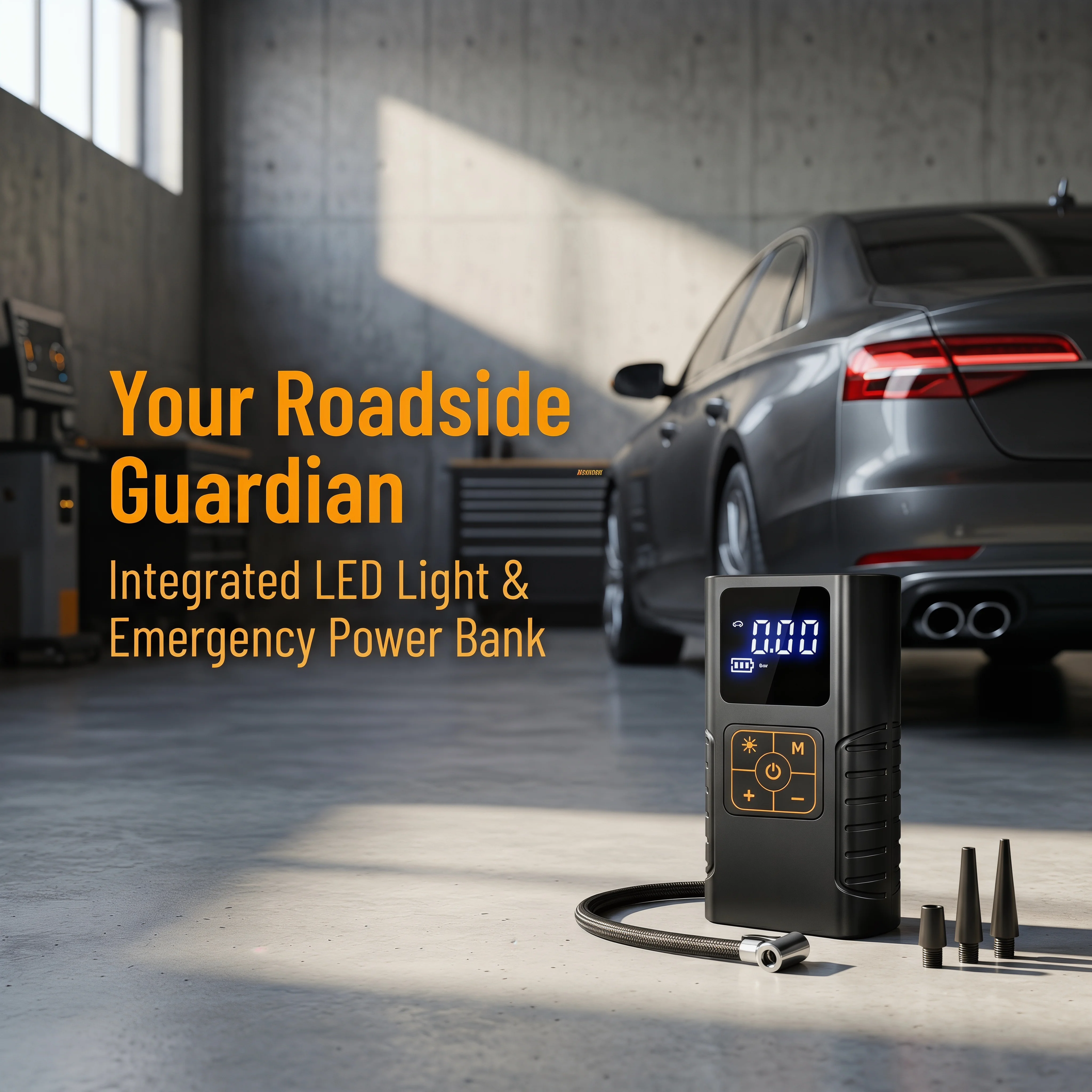 PR-1007 150PSI Dual Power Smart Car Air Pump Rechargeable Tire Inflator with Power Bank SOS LED Flashlight for Car Bike Balls
