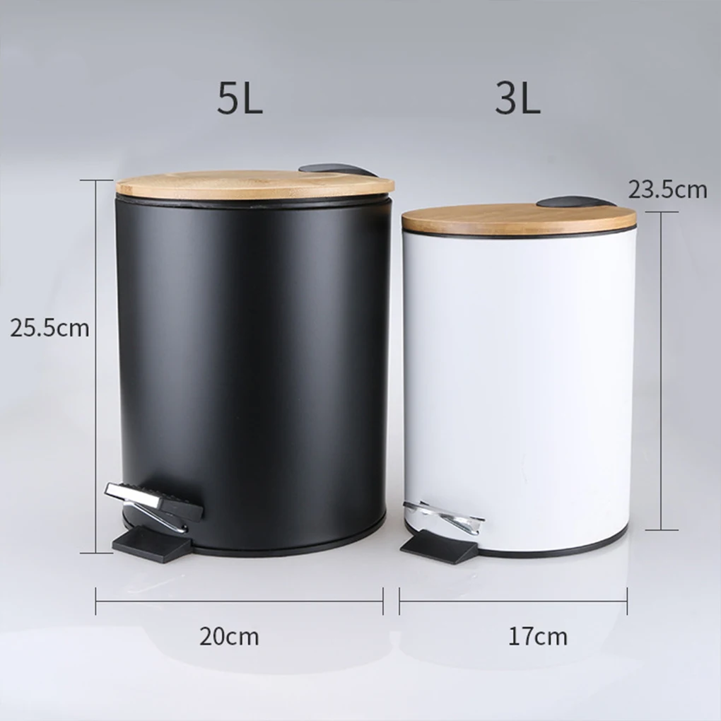 5L Trash Can Garbage Bin Step Handle Design Rubbish Bucket Multifunctional Waste Container For Bathroom Living Room Dustbin