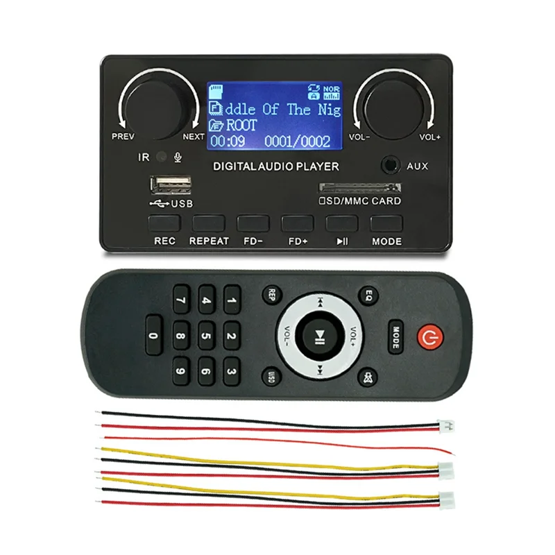 LCD Display Bluetooth 5.0 MP3 Decoder Board Support Handsfree Recording FM DC 12V MP3 WMA WAV APE FLAC Audio Player