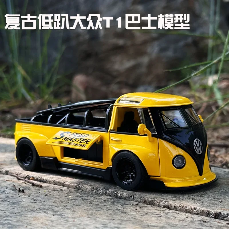 1:32 Volkswagen T1 SAMBA Bus detachable convertible Diecast Car Metal Alloy Model Car Children's toys collection gift A901