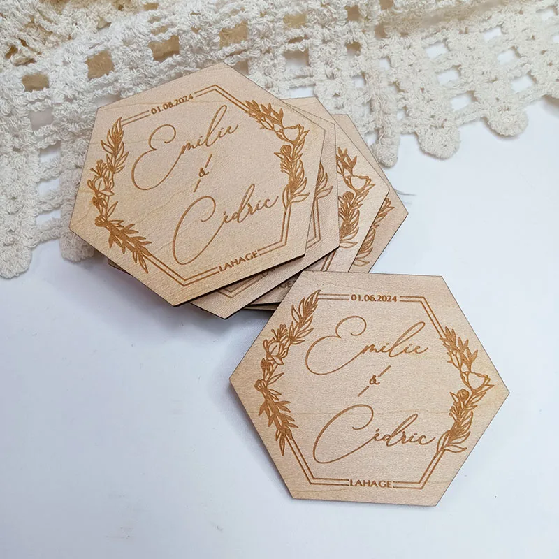 Custom Wooden Save the Date Magnets Wedding Souvenirs Decoration Personalized Magnet Rustic Wedding Favors Gifts For Guests