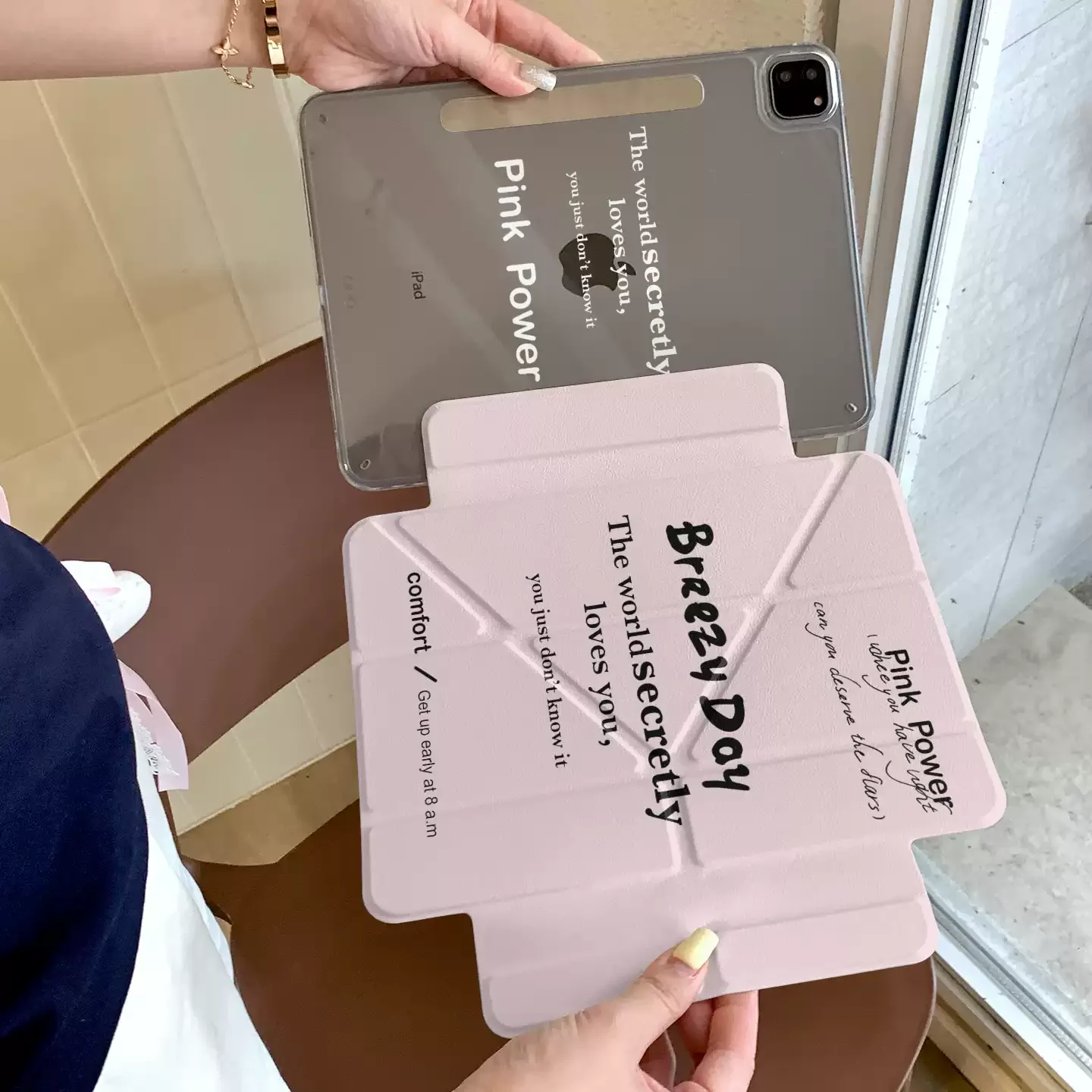 Ins Pink Letter Healing Tablet Case For iPad Pro 11 12.9 13 M2 M4 M3 M5 Shell 8.3 9.7 10.2 5/6/7/8/9/10/11th Air 2 3 4 5 6 Cover