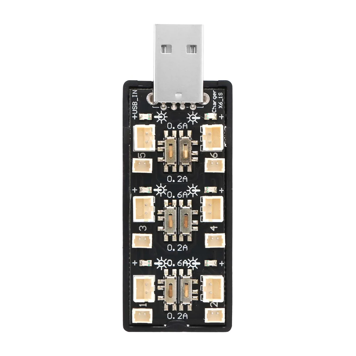 1S LiPo Battery USB Charger 3.7V/4.20V 6 Channel 1S LiPo Charger Micro- JST 1.25 JST-PH 2.0 MCX MCPX Connectors