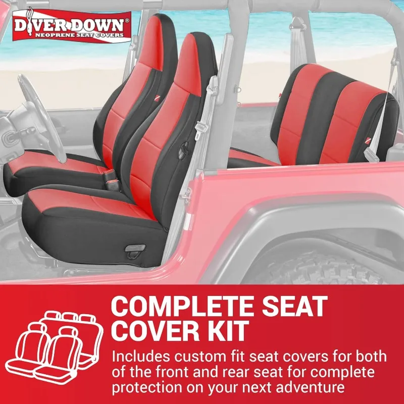 Seat Cover Set - Fits Jeep TJ 1997-2006 Wrangler - Front and Back Seat Set - Waterproof Custom Fit Seat Cove