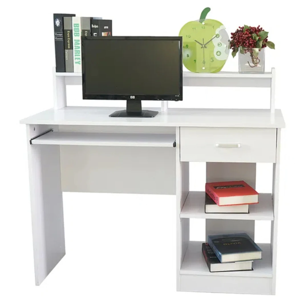 

Computer Desk Home Office Workstation Laptop Table Drawer Shelf Furniture White