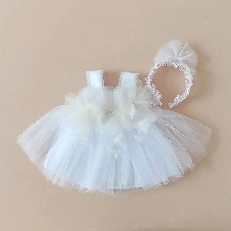 Newborn Baby Girl Sweet Princess Flowers Dress Infant Toddler Sleeveless Tutu Dress Party Birthday Costumes Baby Clothes 0-2Y