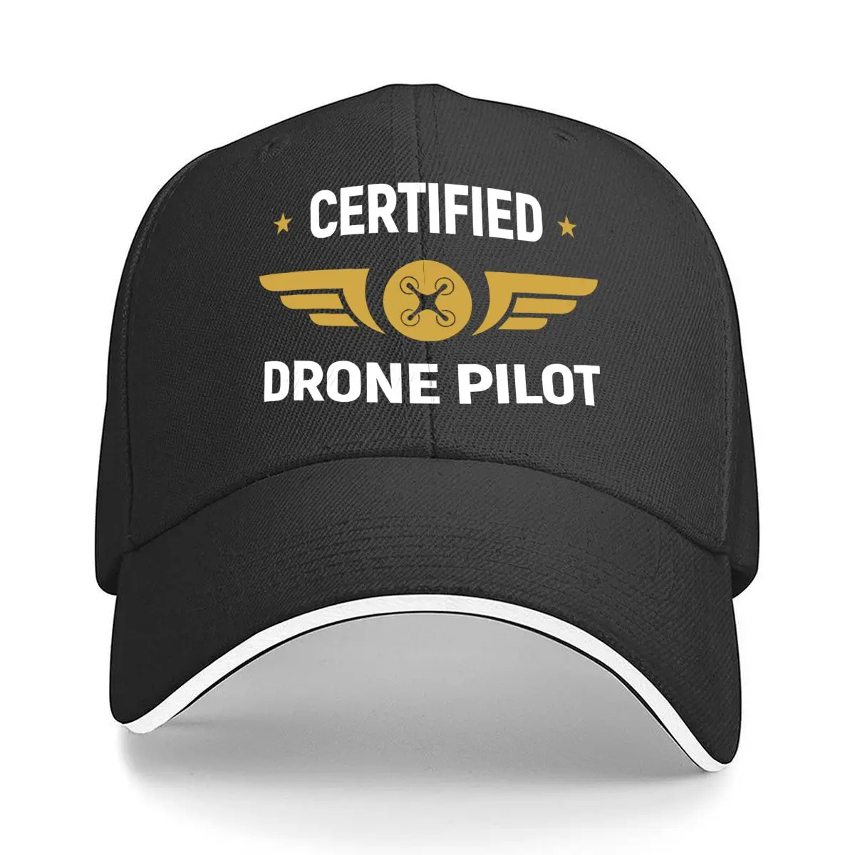 Certified Drone Pilot Wing Emblem Sandwich Baseball Cap Outdoor Workouts Sun Hat