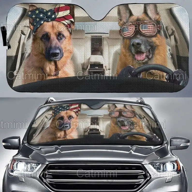 

German Shepherd Car Sun Shade, Shepherd Sun Shade, Car Accessories, Shepherd Gifts, Shepherd Lover, Car Decoration, Mother Gift