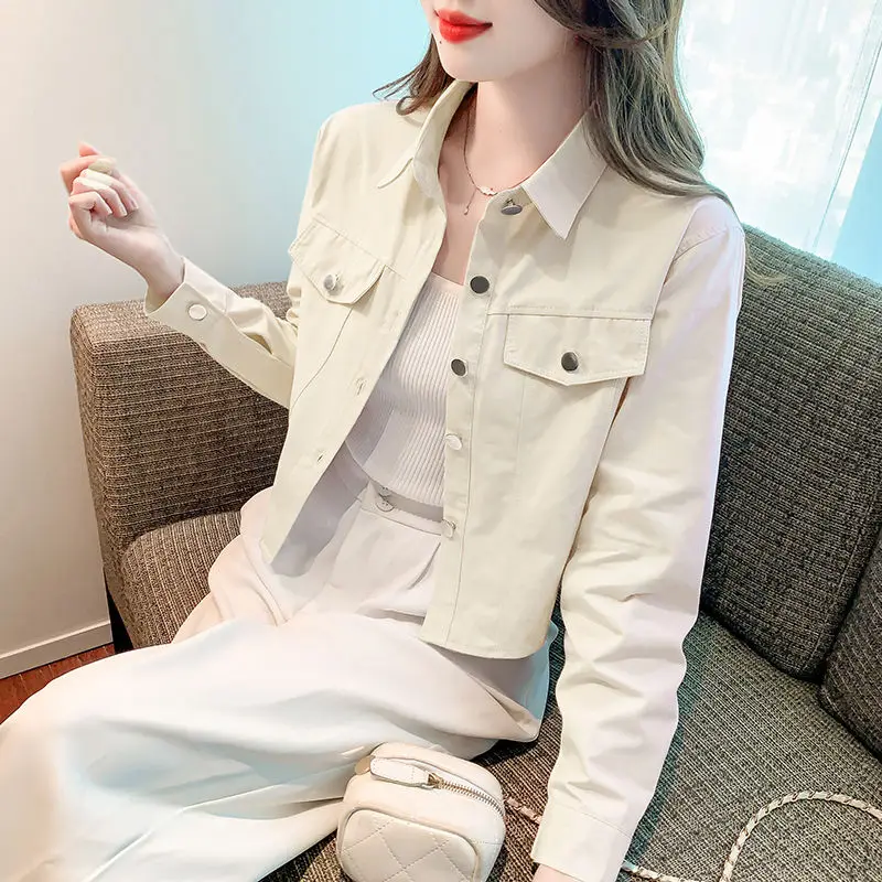 Elegant Fashion Harajuku Slim Fit Female Clothes Loose Casual All Match Tops Women Solid Button Cardigan Long Sleeve Outerwear