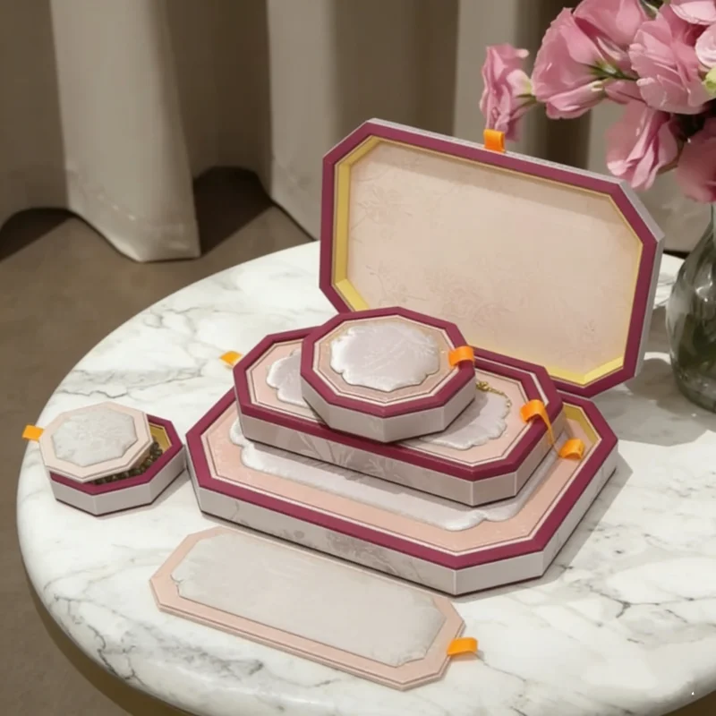 Eid Mubarak Palace Jewelry Box, Velvet Ring & Bracelet Display Tray with Lid, Luxury Jade Storage Case for Necklace,