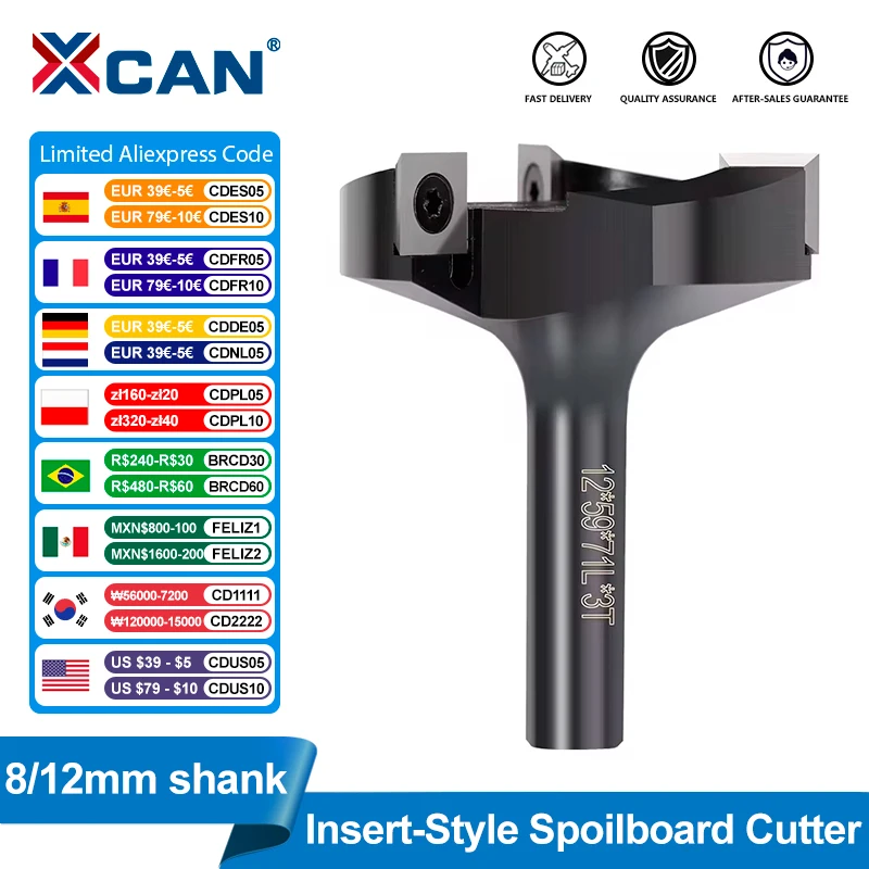 Wood Plaina Inserir Carbide,XCAN-Fresa De Madeira, Bit De Plaina De Madeira, Inserção De Moinho De Rosto, Laje De Carboneto, Spoilboard, CNC