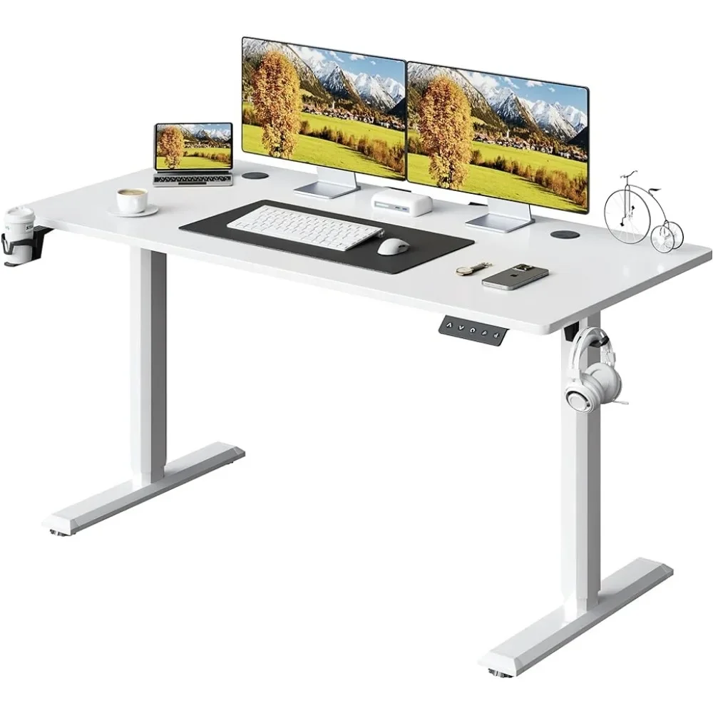 

43 X 24 Inches Computer Desks Electric Standing Desk 43 Inch White Room Desk to Study Table Reading Gamer Motion Office Writing