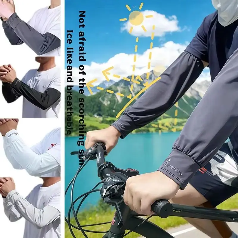 Cooling Arm Sleeves Breathable Sun Protection Ice Slik Sleeves Summer Outdoor Sports Driving Cycling Sleeves Men Loose Arm