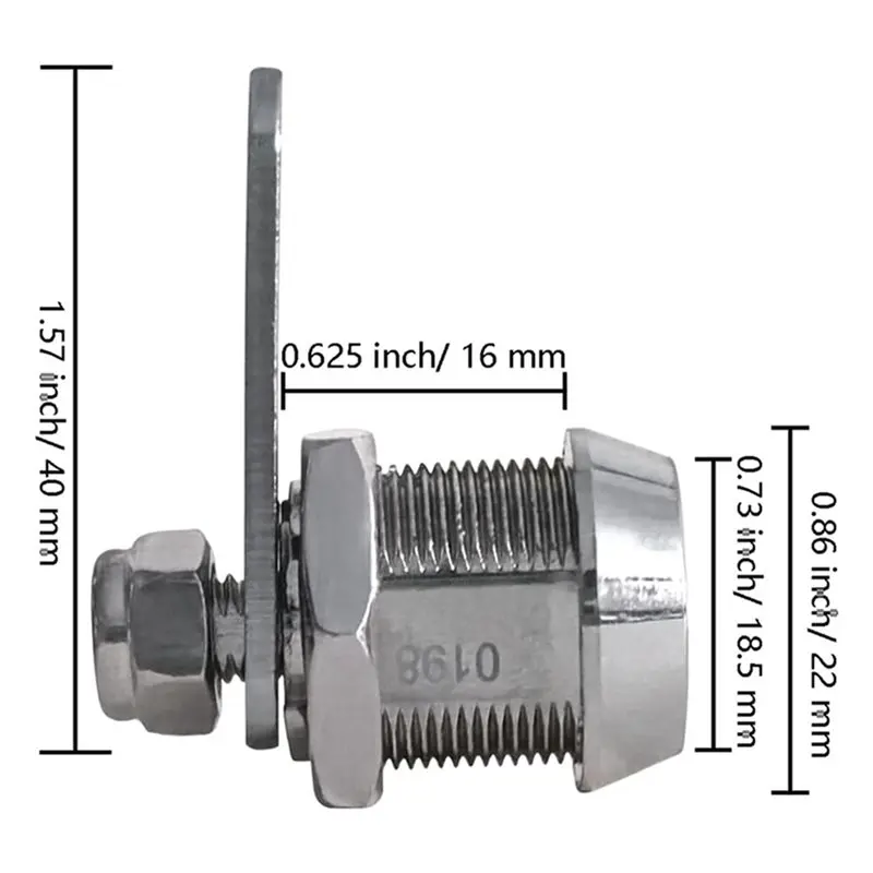 HLZS-4X Drawer And Cabinet Lock, Tubular Cam Replacement Lock Hook With Key For Storage Door Security File Drawer Cabinet