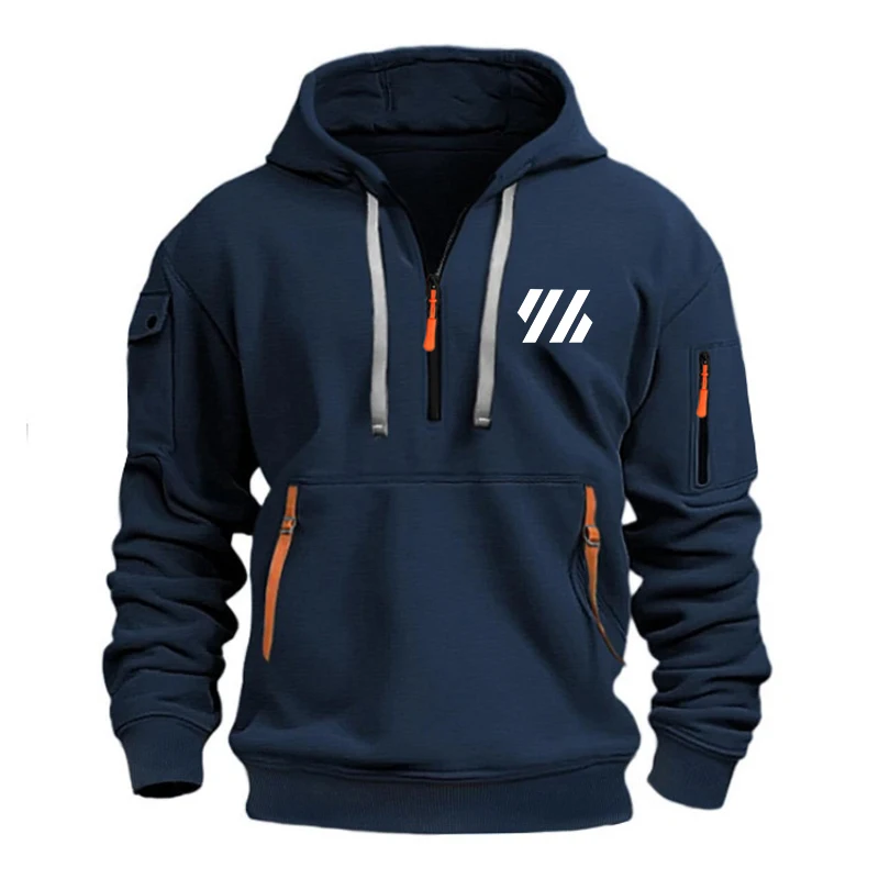 Sudadera con capucha para hombre, con múltiples bolsillos y cremallera, informal, deportiva, para hombre/mujer, talla grande,