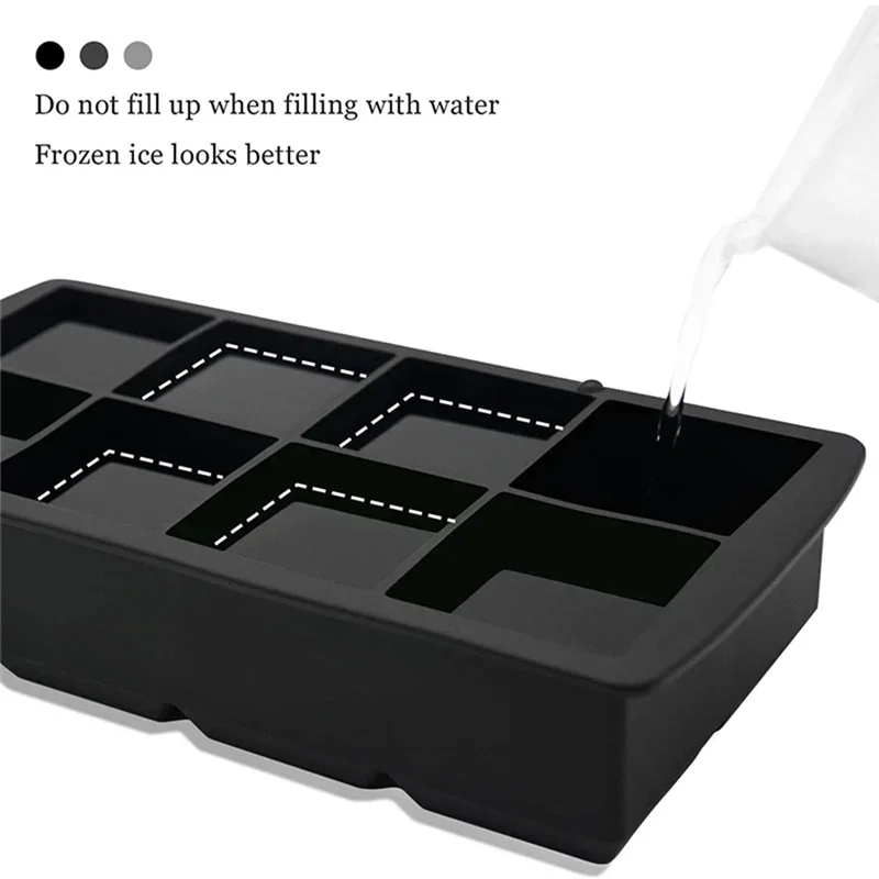 

AA05 Ice Cake Tray Silicone Ice Mold Large Square Ice Cake Mold Maker 8 Grid For Whiskey Cocktail Cake Maker 8