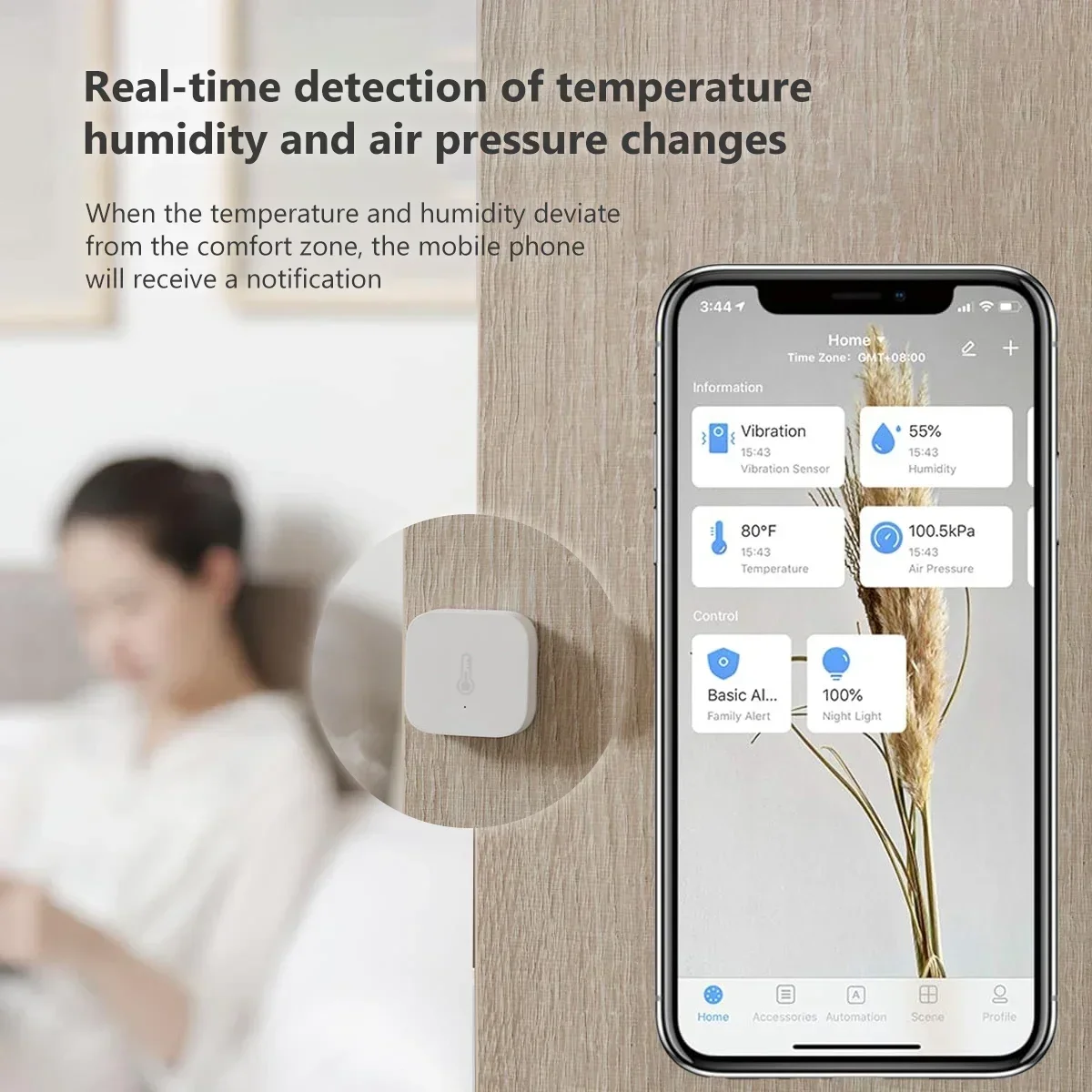 مستشعر درجة الحرارة Aqara Zigbee مستشعر درجة الحرارة والرطوبة الذكي لجودة الهواء، مسألة المنزل الذكي لتطبيق Apple Homekit