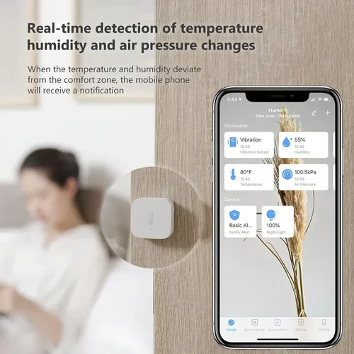 Imagen 2 del producto Sensor de Temperatura Aqara Zigbee, Sensor Inteligente de Calidad del Aire, Presión, Temperatura y Humedad, Compatible con el Hogar Inteligente Matter y la Aplicación Apple Homekit