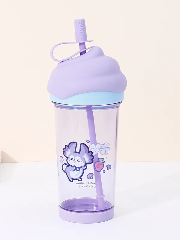 XIMI×King Glory Ice Cream Plastic Cup Mengqi (500ml) Cute Straw Cup High Aesthetic Value Unique Design Water Cup