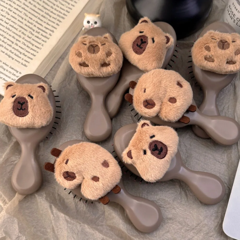 New ABS Capybara Air Cushion Comb Anti-Static Plush Hair Combs Cartoon Portable Kapibala Airbag Comb Women