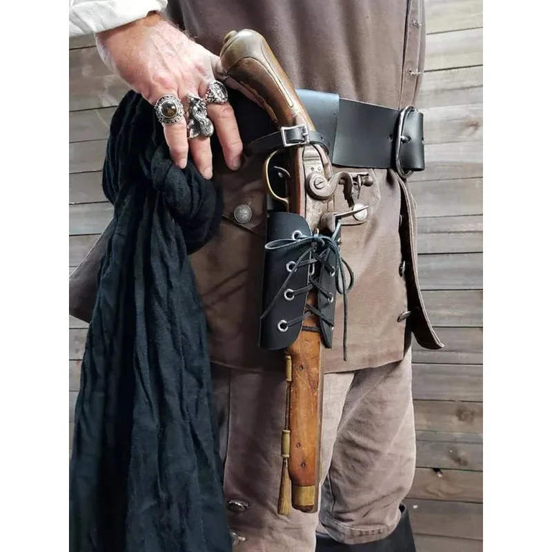 Pirata adereços steampunk flintlock bainha bainha cinto de couro sapo titular coldre medieval cavaleiro traje acessório larp arma