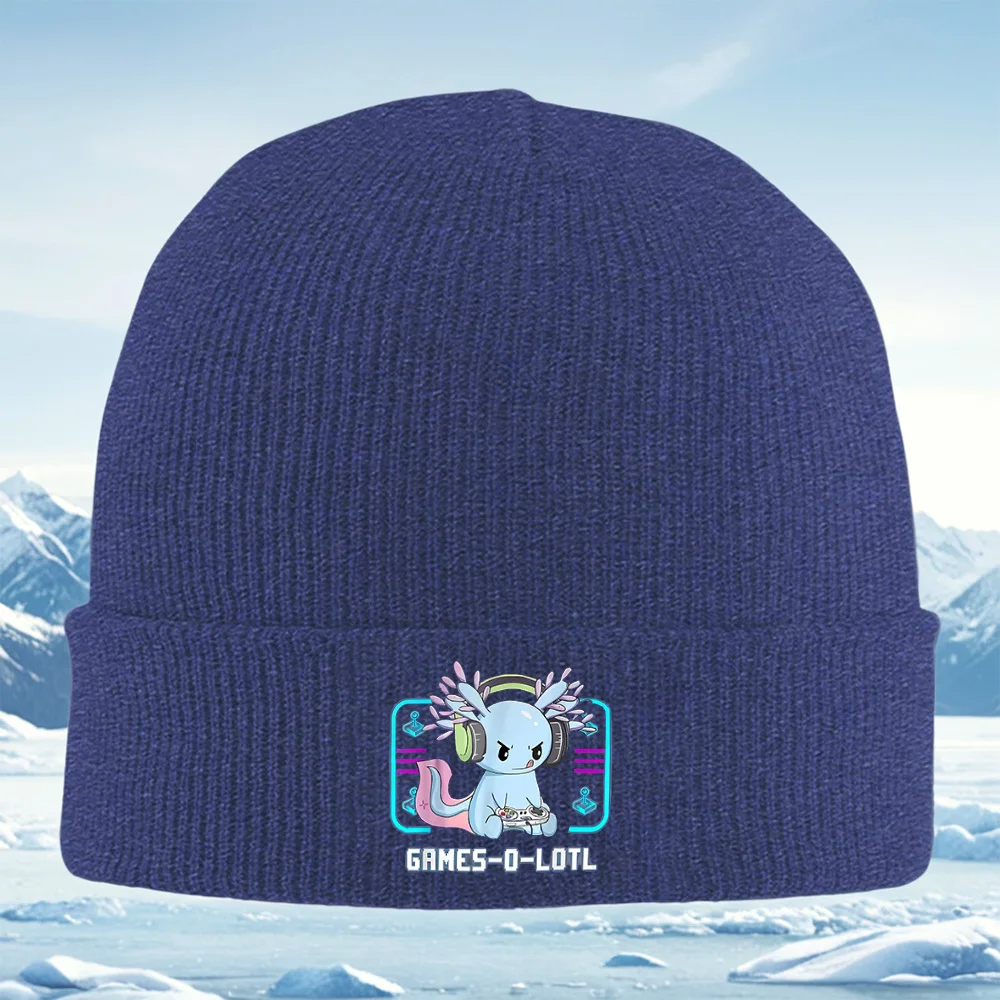 Axolotl Gamer Jugando Videojuego mit Joystick Herren Damen Unisex Gorro de Punto Gorro Trikot Invierno térmico Hieido Navidad