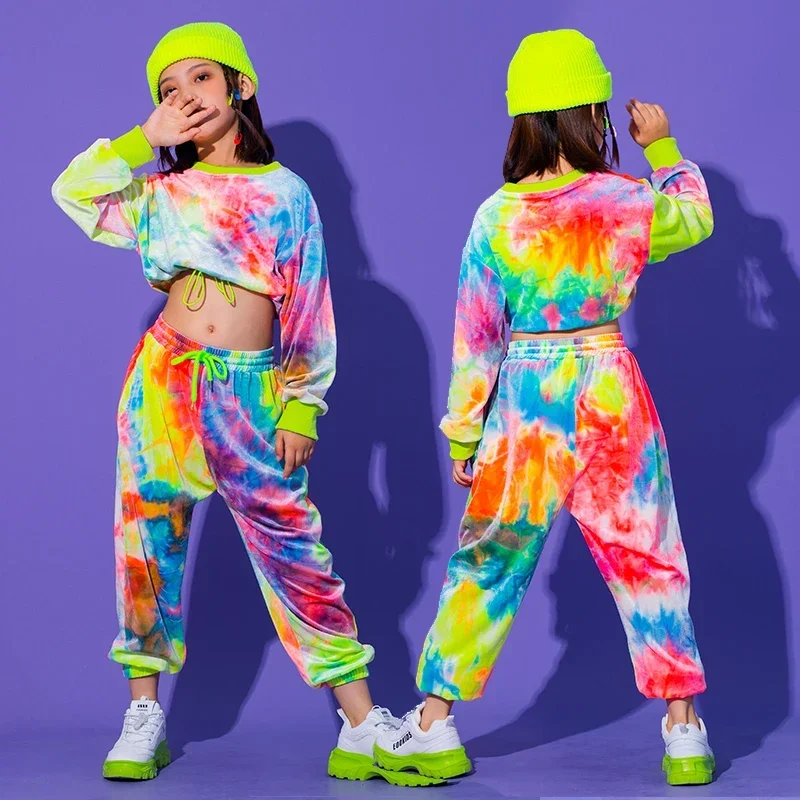 Roupas de Dança Feminina, Roupas Hip Hop, Moletom Multicolor, Calças Causais, Roupas De Palco, Traje De Dança Jazz, Novo, 2022