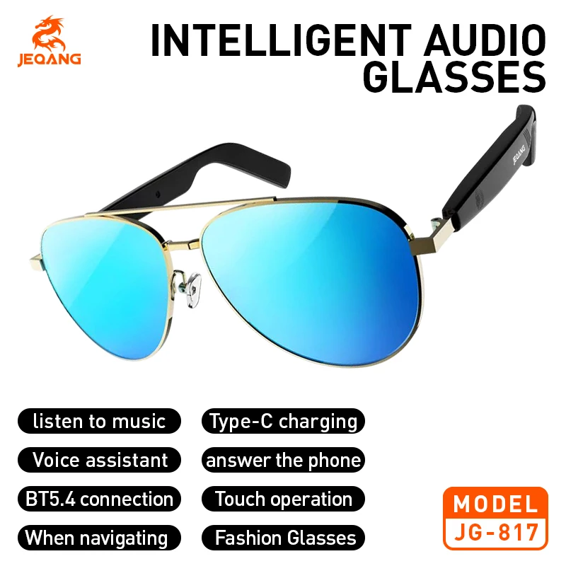 

JEQANG JG-817 Bluetooth sun smart glasses listen to music/Type -C charging/Voice assistant/answer the phone/ BT5.4 connection