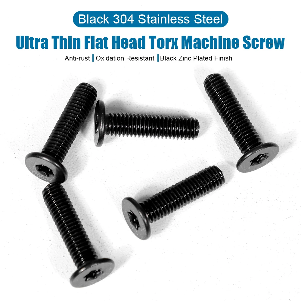 Torx Drive Ultra Thin Flat Head Machine Screw Black 304 Stainless Steel M2 M2.5 M3 M4 M5 M6 Six Lobe Star Head Screw
