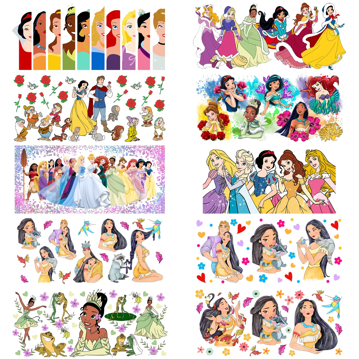 

Cute Princess Series easy peel waterproof DIY Decals 3D transfers uvdtf stickers 16oz uv dtf cup wraps for Libbey Glasses