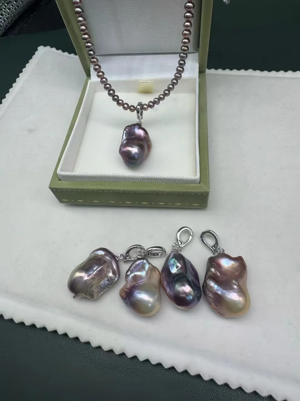 

3A New Fashion Natural Freshwater Tail Shape Baroque Purple Pearl 925 Sterling Silver DIY Pendant Buckle For Women Girl Jewelry