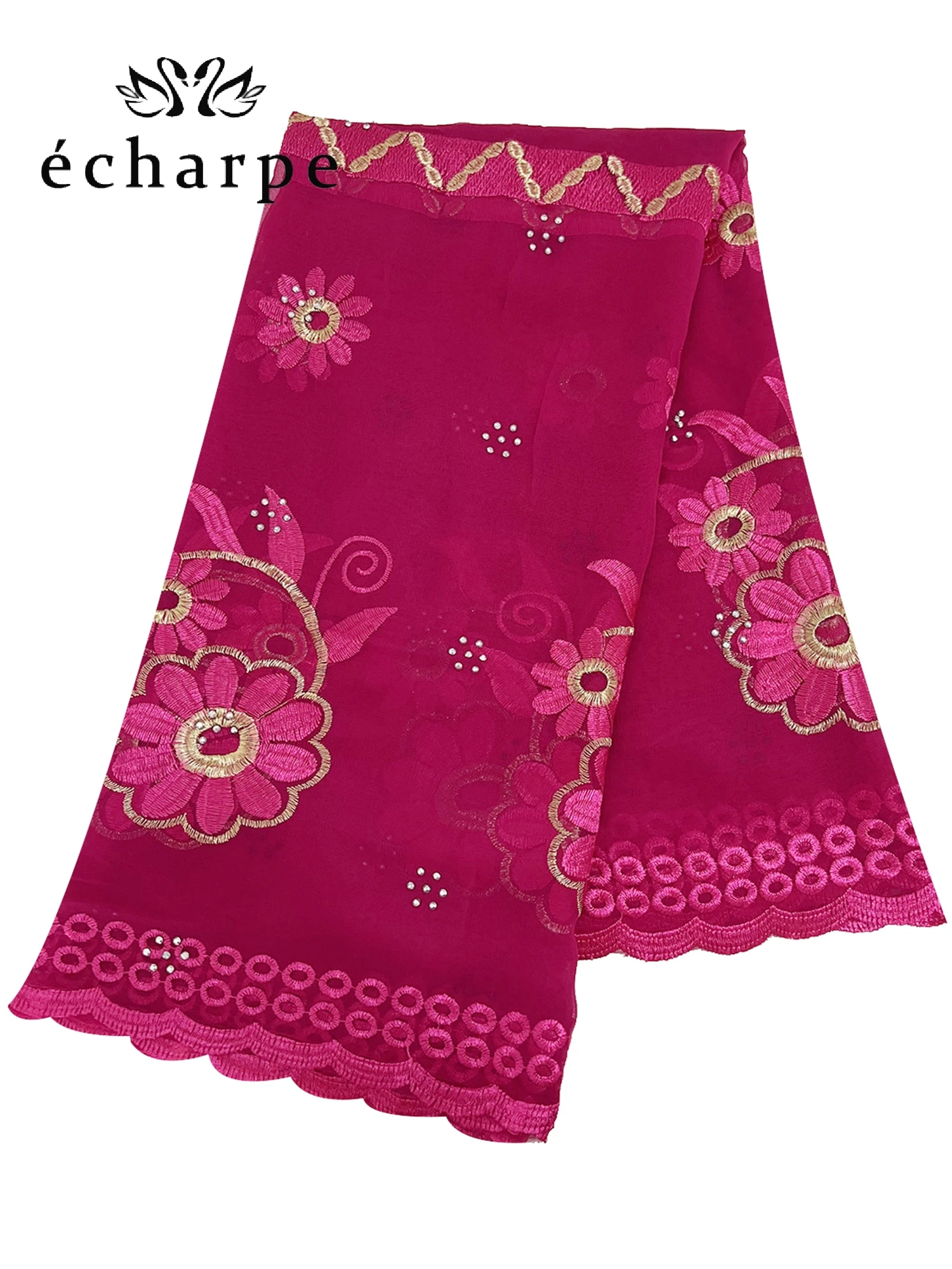 New Style Latest Selling African Muslim Chiffon Embroidered Scarf Large Size Shawl Lslamic Ramadan Hijab 190*92cm