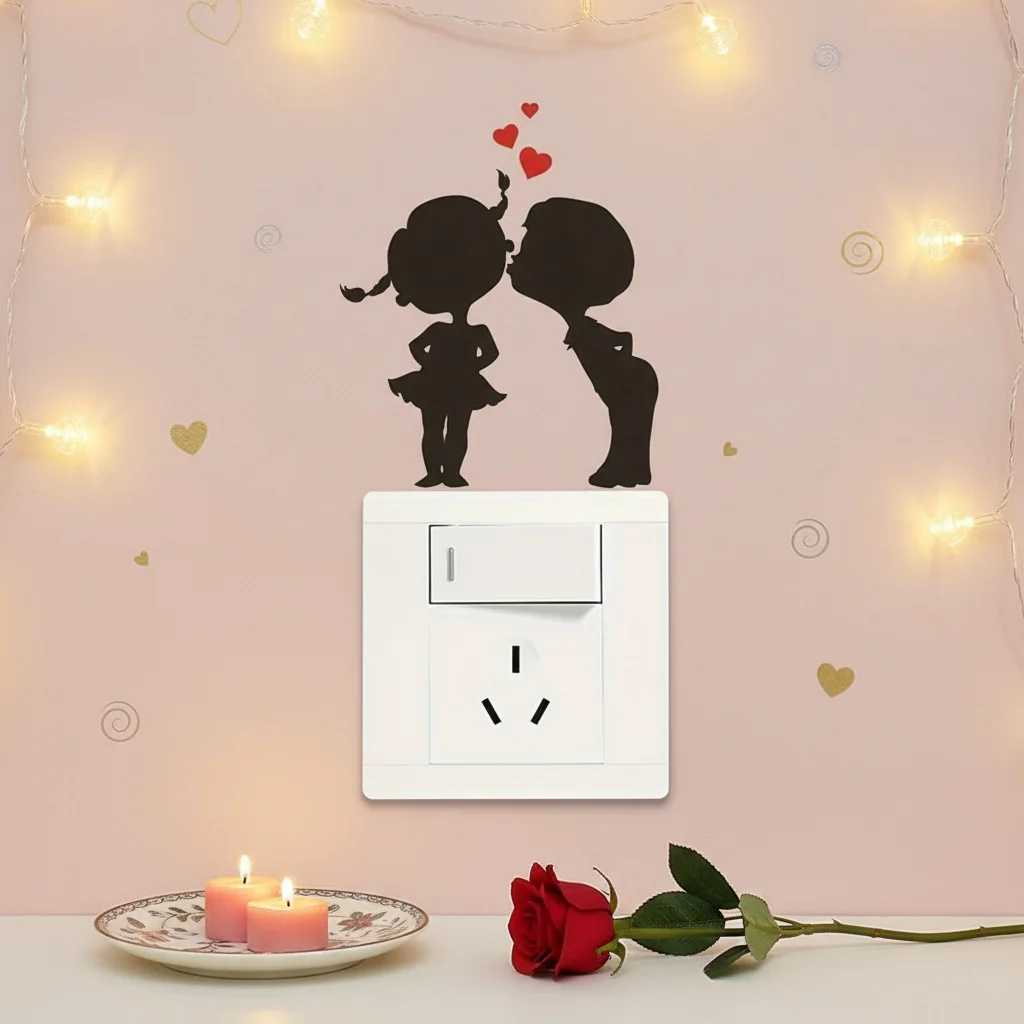 1pc Kissing Couple Themed Light Switch Wall Decal, Suitable for Light Switches, Sockets, Doors, Windows, Bedroom, Living Room