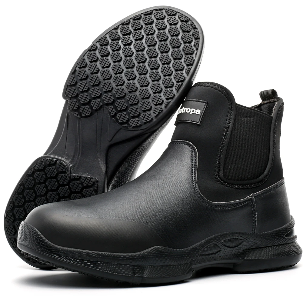 Waterproof Men's Chef Shoes Non-slip Men's Loafers Kevlar Anti Puncture Kitchen Work Shoes Oil-resistant Male Leather Boots 2026